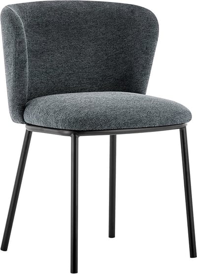 Stoel Lynn Donkergrijs - Stof - Set van 2 - Zithoogte 49.5 cm - Zitdiepte 45 cm
