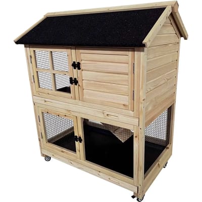 Duvo+ Konijnenhok met wielen 98x65x113 cm | 2 verdiepingen | nachthok | ruime ren