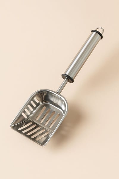 Flamingo Kattenbakschep "Ian" – Zilver – 31,5 x 14,2 x 4 cm – Duurzame en Fijnmazige Schep voor Kattenbakreiniging