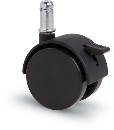 Meubelwiel met kap 50mm Nylon dubbel hard met stift 11x22mm geremd