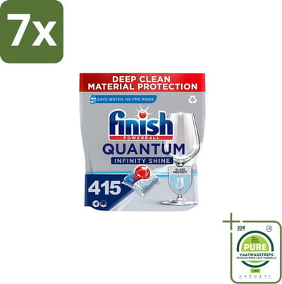 7 x Finish – Vaatwastabletten – Quantum Infinity Shine – 83 Capsules - Grootverpakking - Vaatwastabletten - Vaatwasser - Glasbescherming - Glans - Diepe Reiniging