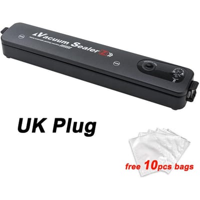 220 V/110 V Voedsel Vacuüm Sealer Gratis 10 Vacuüm Zakken Plastic Sealer Huishoudelijke Kleine Voedsel Verpakking Automatische Sealer UK plug black
