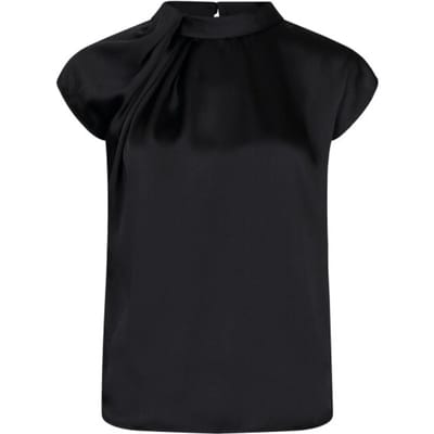 Blousetop van satijn met knoopdetail model 'Fleur Drapy'