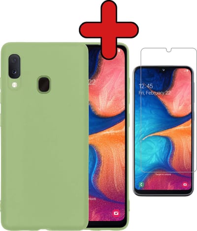 Hoesje - Met Screenprotector - Geschikt voor Samsung Galaxy A20e - Sterk & Shockproof - Telefoon Hoes - Back Cover - Siliconen Case - Telefoonhoes - Groen