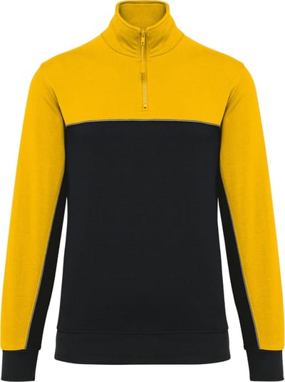 WK. Designed To Work Ecologische uniseks sweater met ritskraag WK404 - Black / Yellow - 4XL