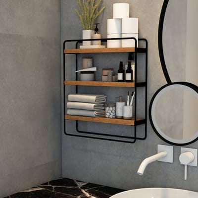 Wandrek Skovbo 43x37,5x11 cm zwart en houtkleurig