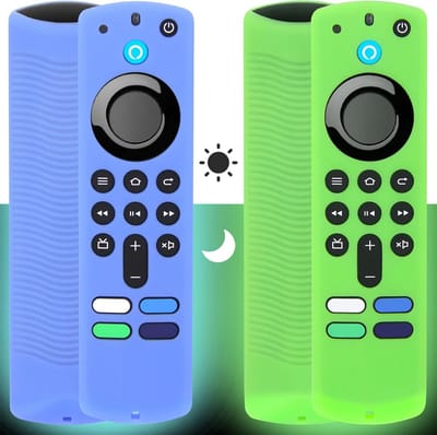 2-Pack Glow in the Dark Afstandsbediening Hoes voor Fire TV Stick - Silicone Bescherming met Polsband (Groen & Blauw)
