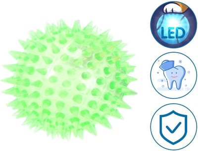 Nobleza Hondenbal met licht - Honden speelbal - Speelbal met stekels - Hondenspeelgoed met licht - Diameter 7,5 cm - Led - Groen