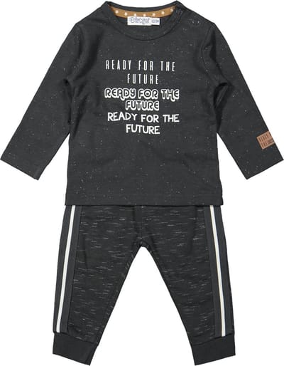 Dirkje - Boys 2 pce babysuit ls trousers Anthracite - maat 74