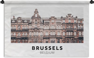 Wandkleed - Wanddoek - België - Brussel - Huizen - 180x120 cm - Wandtapijt