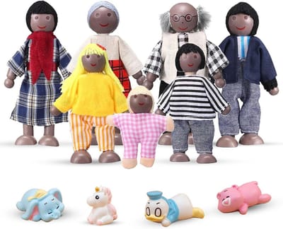 Houten Poppenhuis Poppen Familie Set - 11 Delige Breekbare Figuren voor Poppenhuis Accessoires