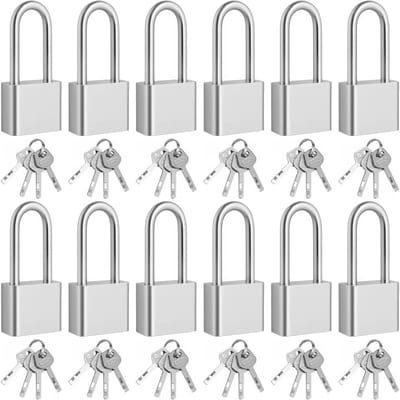 12 Stuks Lange Sluiting Hangsloten, Robuuste Padlocks met Sleutels voor Buitengebruik, Ideaal voor Poorten, Garages en Schuren