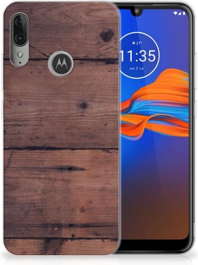 Motorola Moto E6 Plus Bumper Hoesje Old Wood