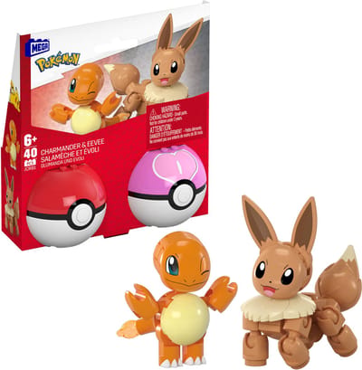 Mega Bloks Pokemon - Poke Bal 2-pack - Eevee en Charmander Bekende knuffels