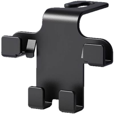 Organisateur de siège auto Crochet avec support pour téléphone Organisateur de siège arrière polyvalent en ABS pour suspendre parapluies, sacs et accessoires Rack organisateur de voiture black