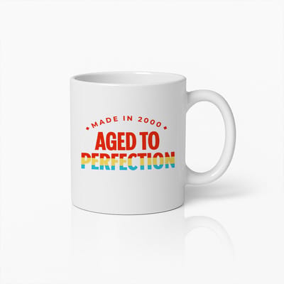 Made in 2000 Aged to Perfection Mok 330ml – Grappige Verjaardagsmok, Perfect Cadeau voor 25ste Verjaardag