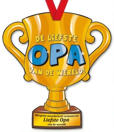 Paper Dreams Trofee Liefste Opa Van De Wereld! 33 Cm Karton Goud