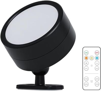 Decoratieve wandlampgeschikt voor afstandsbediening. LED-lichtbron, inclusief afstandsbediening en schakelaar. ABS-materiaal, zwart, 1 lamp.