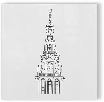 Tegeltje Nijmegen: Sint-Stevenstoren wit zwart
