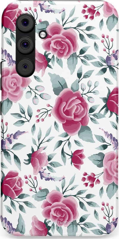 Casetastic Hoesje Geschikt voor Samsung A54 (5G) - Stijlvolle Beschermende Duo-layer Case - Paarse Bloem Pracht