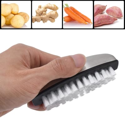 Dailygoods- Keukenreinigingsborstel Multifunctioneel - Fruit/Groentenreinigingsborstel - Handborstel - Schoenenborstel - Roestvrijstalen Handvat - Geurverdrijving - Reinigingsborstel