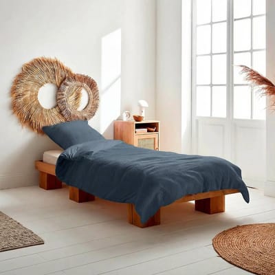 sweeek - Donkerblauw katoenen mousseline beddengoedset - alix