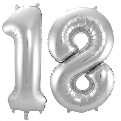 Folieballon 18 jaar - Zilver - 86 cm