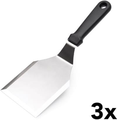 HCB® - Professionele RVS / INOX spatel - M - 3 stuks - horeca bakspaan - keukenspatel - bakspatel - Grill spatelset - Burger flipper - 3488-3