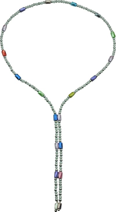 Edelstenen ketting Color White Magnetite Wrap - wit - rood - oker - crème - grijs - roze - bruin - paars - groen - zilver - blauw - aqua - mint groen - luxe sieraden zakje - ketting dames