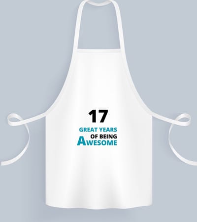 Akyol - 17 great years of being awesome Keukenschort - Hoera 17 jaar - iemand die 17 jaar is geworden - verjaardagscadeau - verjaardag - cadeau - kado - geschenk - gift - goeie jaren - 82 bij 71 cm