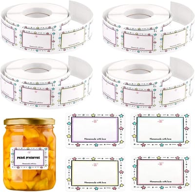 1000 x Zelfklevende Jametiketten, kleurrijke sterstickers Voor Jampotten, Flessen, Kruidenpotjes, Waterflessen, Cadeauverpakkingen En Feestdecoratie | Cyslmuk®