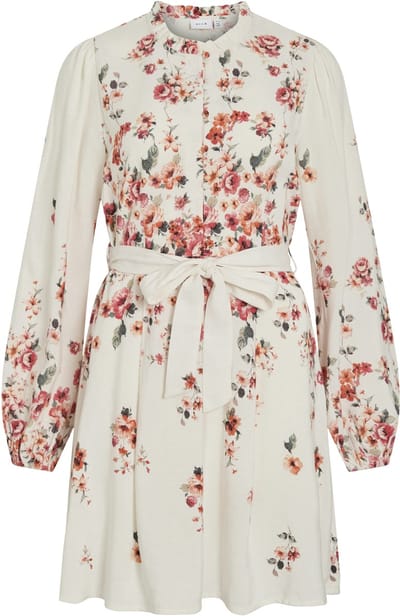 VILA - VIELMA BAI O-NECK L/S SHORT DRESS/LN/1 - Dames - Mini jurken