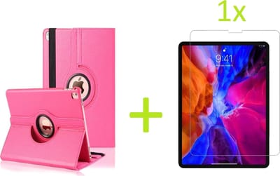 Geschikt voor Apple iPad Air 4 (2020) 10.9 inch Multi Stand Case - 360 Draaibaar Tablet hoesje - Tablethoes - Roze + 1x Screenprotector