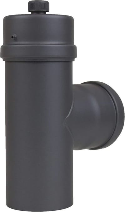 T-stuk voor Pelletkachels met Condensaatcapsule - Diameter 80mm Zwart