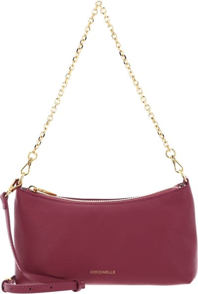 COCCINELLE Leren Schoudertas Aura Mini Bag Grained Leather Rosewood (rood)paars