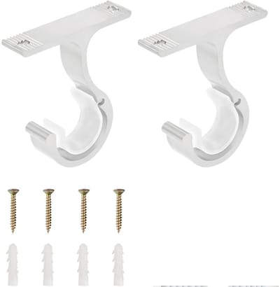 EXCITAT Gordijnroedebeugel - 20-28 mm Gordijnroedebeugel - Aluminium stangbeugel - Geschikt voor gordijn- of garderobekast Plafondroedebeugel - 2-pack - Wit
