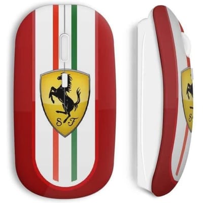 Souris Sans Fil - Ferrari - Logo Italie - Rouge - Compatible Mac et PC - USB wifi