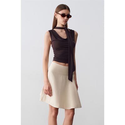 Hoge Taille Katoenen Poplin A-Lijn Mini Rok