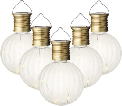 5x Buiten/tuin LED lampion solar verlichting 11 cm - Tuinverlichting - Tuinlampen - Solarlampen op zonne-energie