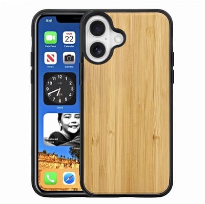 Mobiq houten hoesje geschikt voor iPhone 16 - Back cover hoesje gemaakt van echt hout bamboe