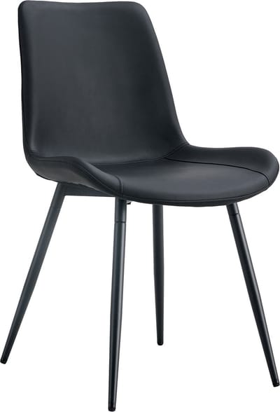 REDOM Set van 4 Eetkamerstoelen – Ergonomische Kunstleren Stoelen – Metalen Frame – Zwart
