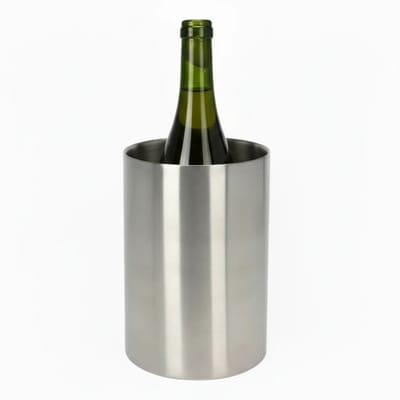 Cookinglife Wijnkoeler Brushed - Champagne En Flessenkoeler - Wine Cooler - RVS - Zilver - Elegant Geborsteld Design, 12 x 18 cm