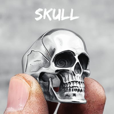 Terminator Schedel 316L Roestvrij Staal Heren Ringen Punk Hyperbool Schedels voor Mannelijke Vriend Biker Sieraden Beste Cadeau Dropshipping 9