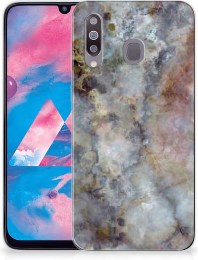 Samsung Galaxy M30 TPU Siliconen Hoesje Marmer Grijs
