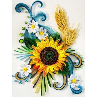 Diamant borduurwerk landschap diamant schilderij kruissteek bloemen  Duitsland blauwe korenbloem  decor 20X30CM yellow