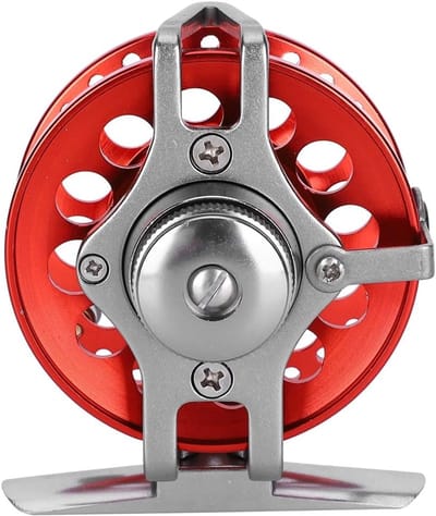 IJs Viswiel - Vliegwiel Molen - Vissen op IJs - Volledig Metaal - 99 Gram - Rood