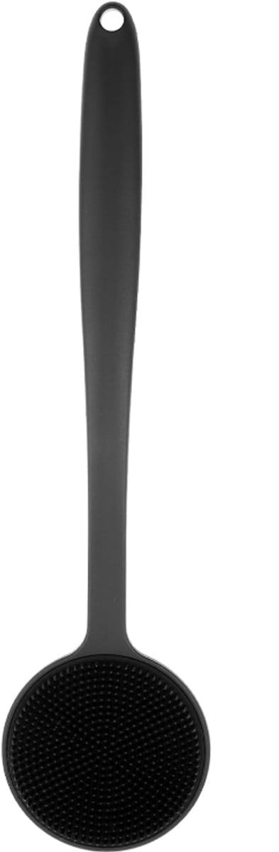 Lichaamsborstel - Badborstel - Doucherugborstel - Dry brush - Rug Scrubber - Rugborstel douche met steel - Huidborstel - rugborstel - Siliconen borstel - Massage - bad- & doucheaccessoires - Zwart