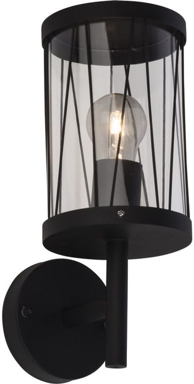 Brilliant REED - Buiten wandlamp - Zwarte industriële buiten wandlamp, tuinlamp met E27 fitting IP44