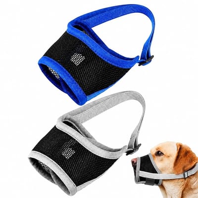 Dailygoods - Muilkorf voor honden, ademende muilkorf voor hondengeschikt voor kleine honden met een lange neus S maat grijs en blauw 10-13 cm mondomtrek 4.5 cm mondlengte 15 g