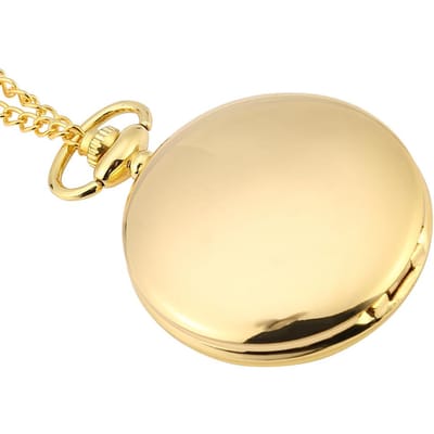 Montre de poche analogique à quartz classique avec pendentif et chaîne en or beige